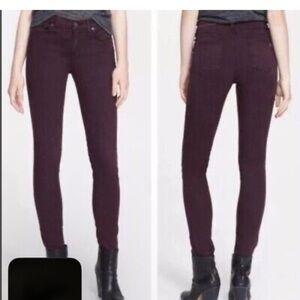 RAG and BONE Jean Skinny Mid Rise Wine Colored Jeans Sz 27